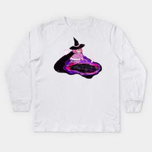 Cat Witch Kids Long Sleeve T-Shirt